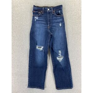 Levi's Ribcage Straight Ankle Jeans Women's 24 (Actual 24x25) High Rise Button